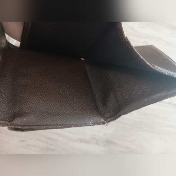 LOUIS VUITTON LV Vintage Damier Check Leather Wallet Brown Medium Trifold Elise - Picture 8 of 11